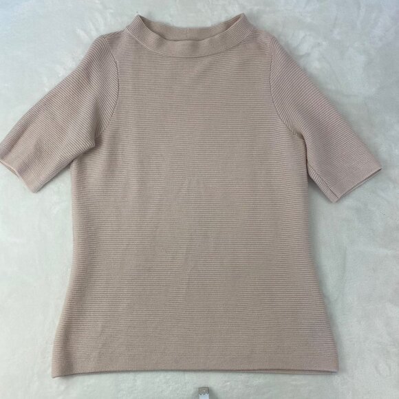 The Limited Scandal Collection Beige Ribbed Elbow Sleeve Knit Sweater Large - Picture 7 of 7